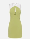 Elisabetta Franchi Cut-out Crepe Mini Dress In Pistacchio