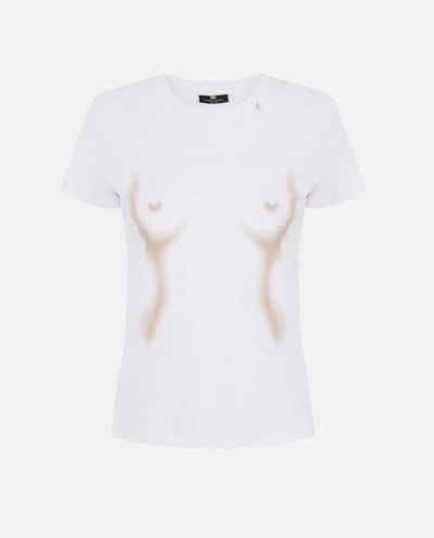 Elisabetta Franchi T-shirts And Polos In Gesso/nudo