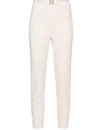 Elisabetta Franchi Cropped-leg Crepe Trousers In Burro