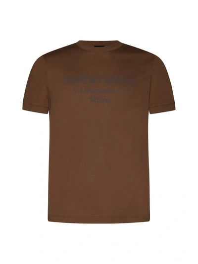Giorgio Armani T-shirts And Polos In Brandy