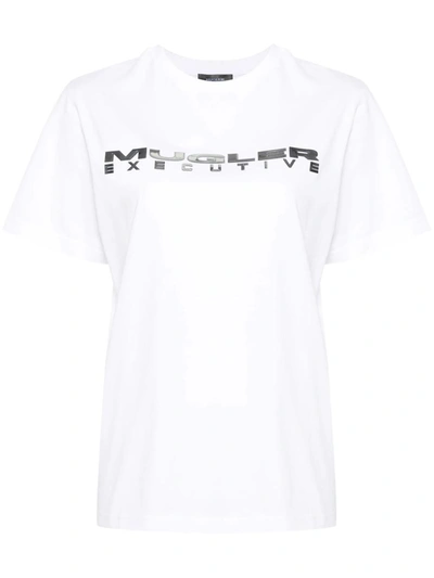 Mugler Executive T-shirt With Print In White