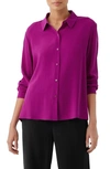 EILEEN FISHER CLASSIC COLLAR EASY SILK BUTTON-UP SHIRT