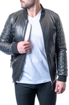 Maceoo Skull Sleeve Leather Jacket In Black