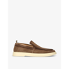 OFFICINE CREATIVE OFFICINE CREATIVE MEN'S BROWN BONES SLIP-ON SUEDE PENNY LOAFERS