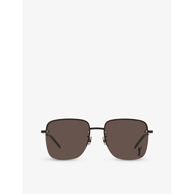Saint Laurent Womens Black Ys000297 Sl 312 M Rectangular-frame Metal Sunglasses