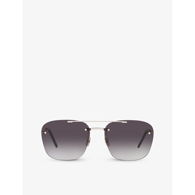 Saint Laurent Womens Silver Ys000324 Rimless Pilot-frame Metal Sunglasses