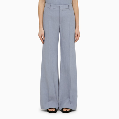 CHLOÉ CHLOÉ LIGHT BLUE FLARED TROUSERS IN LINEN