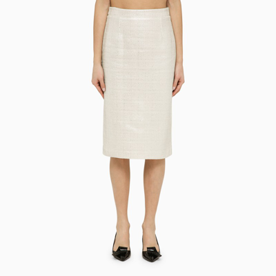 Federica Tosi Silver Cotton Blend Midi Skirt In Gold