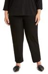 Eileen Fisher Cropped Straight-leg Stretch Crepe Pants In Black