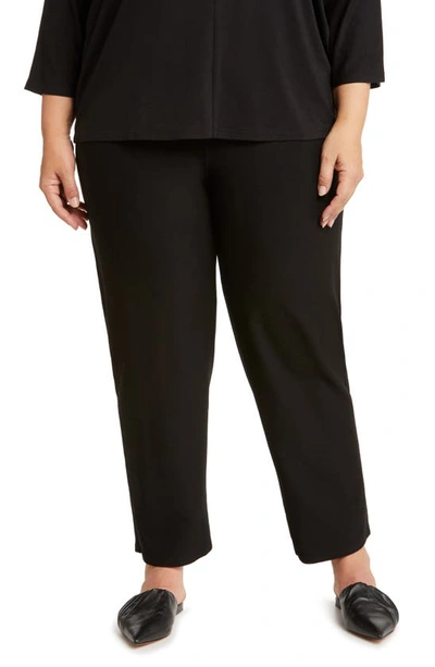 Eileen Fisher Cropped Straight-leg Stretch Crepe Trousers In Black
