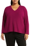 Eileen Fisher V-neck Organic Cotton Crepe Pullover In Rhapsody