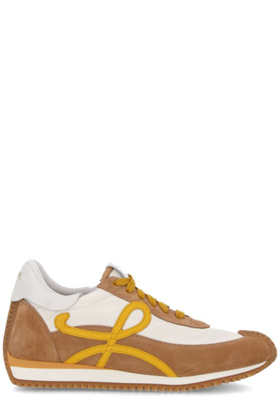 Loewe Suede-panel Flow Runner Sneakers In Yellow