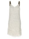 Balmain Fringed Lurex Tweed Minidress In White
