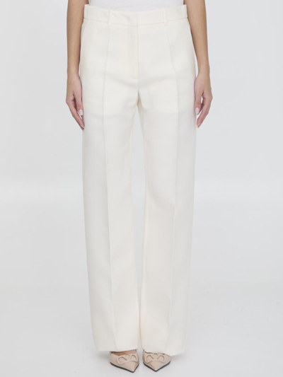 Valentino Crepe Couture Trousers In Cream