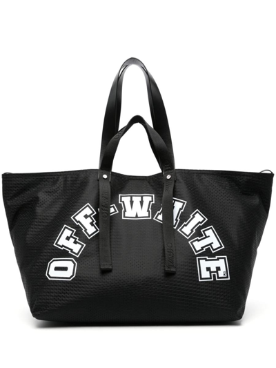 Off-white Logo-print Mesh Tote Bag In 1001 Black White