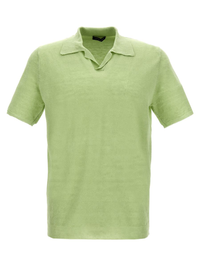 Roberto Collina Linen Piquet Polo Shirt In Green