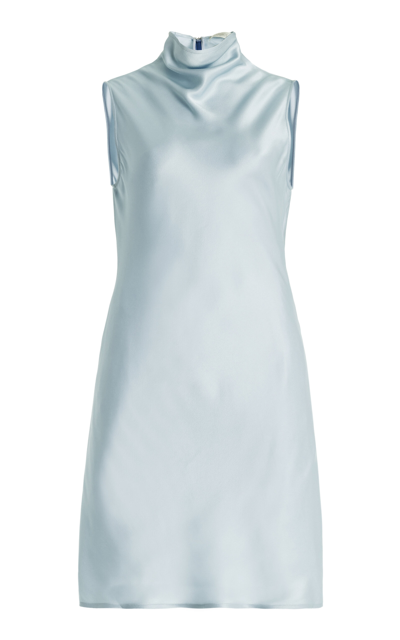 Lapointe Cowl-neck Sleeveless Doubleface Satin Bias Mini Dress In Blue