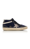 GOLDEN GOOSE MID STAR SUEDE GLITTERED SNEAKERS