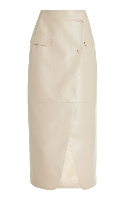 The Frankie Shop Nan Wrapped Faux Leather Maxi Skirt In Nude