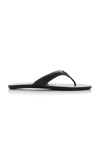 Prada Enamel-triangle Leather Flip Flops In Black