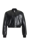 THE FRANKIE SHOP MICKEY CROPPED FAUX LEATHER BOMBER JACKET