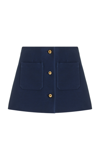 PRADA BUTTONED WOOL-SILK TWILL MINI SKIRT