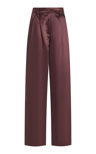 Loulou Studio Silk-blend Wide-leg Pants In Burgundy