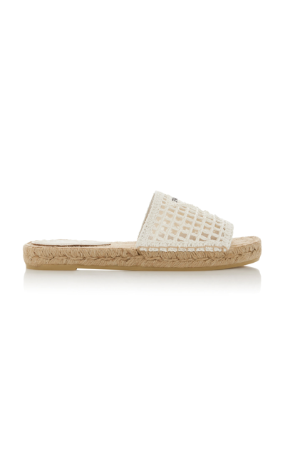 Prada Crocheted Sandals In White