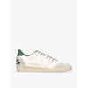 Golden Goose White Cow Leather Vamp Sneakers With Unique Used And Dirty Effect In Green Oth