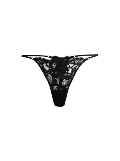 Kiki De Montparnasse Camille Scalloped Lace G-string In Black