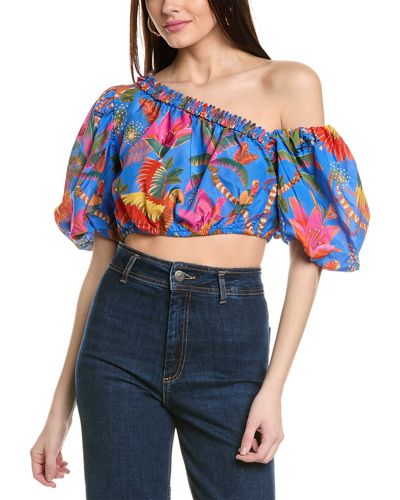 Farm Rio Macaw Party Blouse In Blue