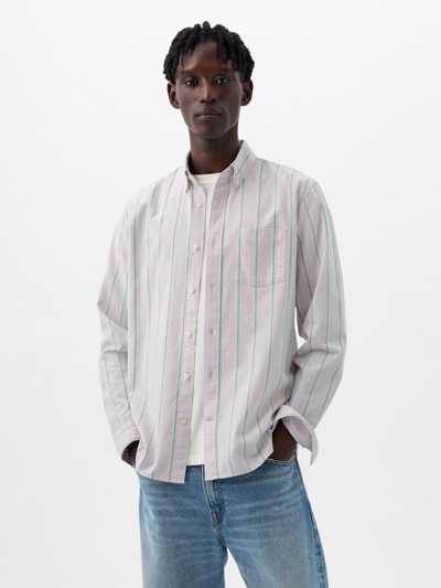 Gap Classic Oxford Shirt In Standard Fit In Pruple Orchid Stripe