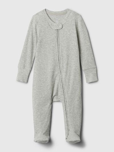 Gap Kids' Baby First Favorites Tinyrib Footed One-piece In Light Grey