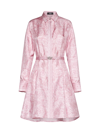 Versace Barocco-print Belted Silk Shirtdress In Pale Pink