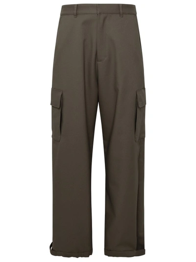 Off-white Wide-leg Cargo Trousers In Green