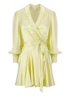 Zimmermann Silk Wrap Mini Dress In Lemon In Yellow