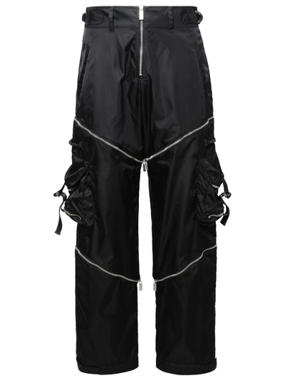 Off-white Adjustable Leather Cargo Trousers In Black