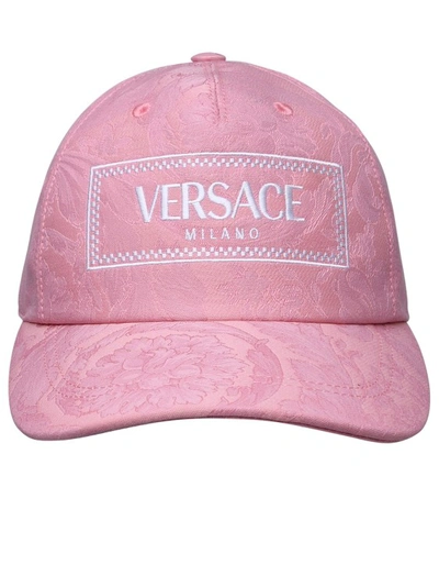 Versace Pink Cotton Hat In Nude & Neutrals