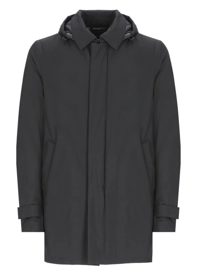 Herno Long Down Jacket With Hood In Black