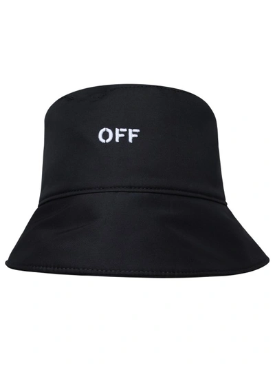 Off-white Black Polyester Hat In Black White (blue)