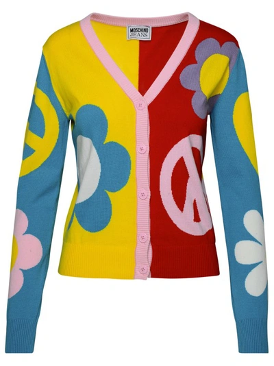 Moschino Jeans Patterned-intarsia Cotton Cardigan In Multicolor