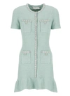 Self-portrait Embellished Sequined Knit Minidress In Green