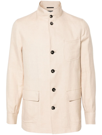 Zegna Linen-blend Shirt Jacket In Multi