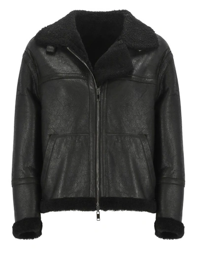 Salvatore Santoro Shearling Leather Jacket In Black