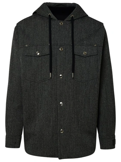 Versace Drawstring Hooded Blouson Jacket In Black