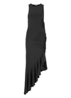 Rotate Birger Christensen Sleeveless Asymmetric Midi Dress In Black