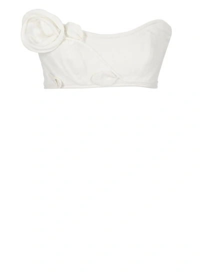 Zimmermann Matchmaker Rose Linen Bra Top In Ivory