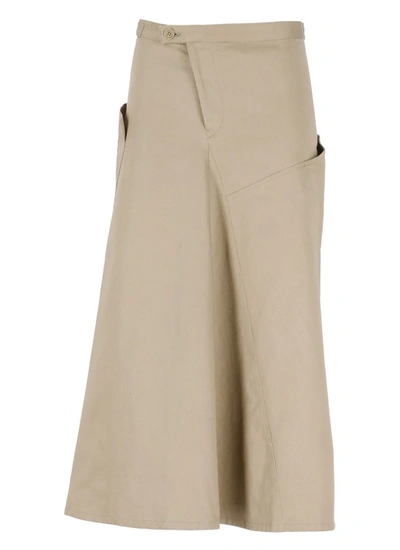 Y's Cotton Skirt In Neutrals