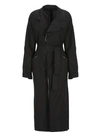 Yohji Yamamoto Cotton Midi Trench Coat In Black