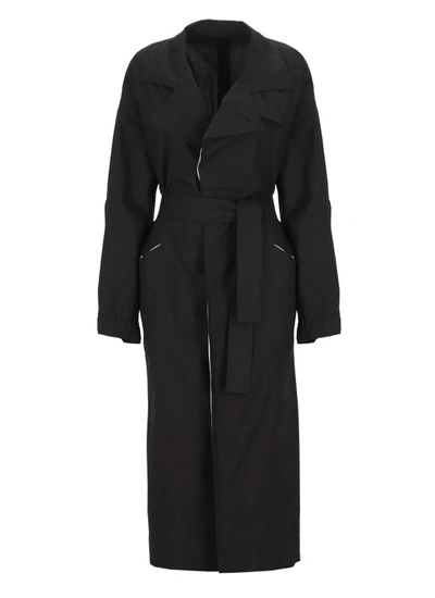Yohji Yamamoto Cotton Midi Trench Coat In Black